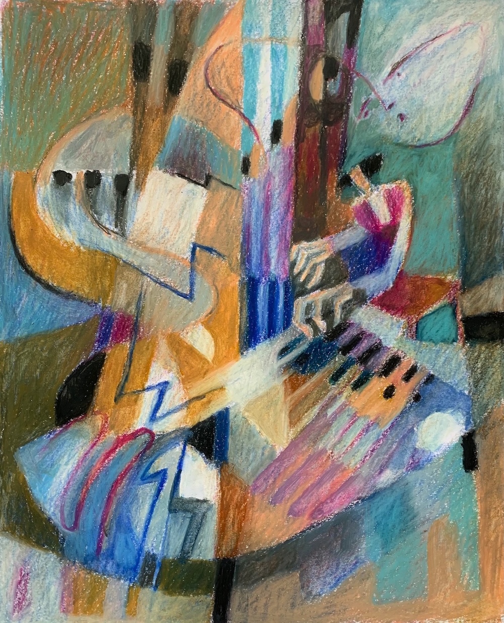 Keyboard virtuoso. Painting by Jürg Imholz